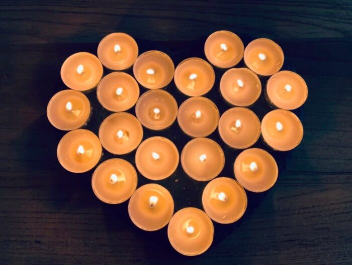 candles arranged in a heart shape